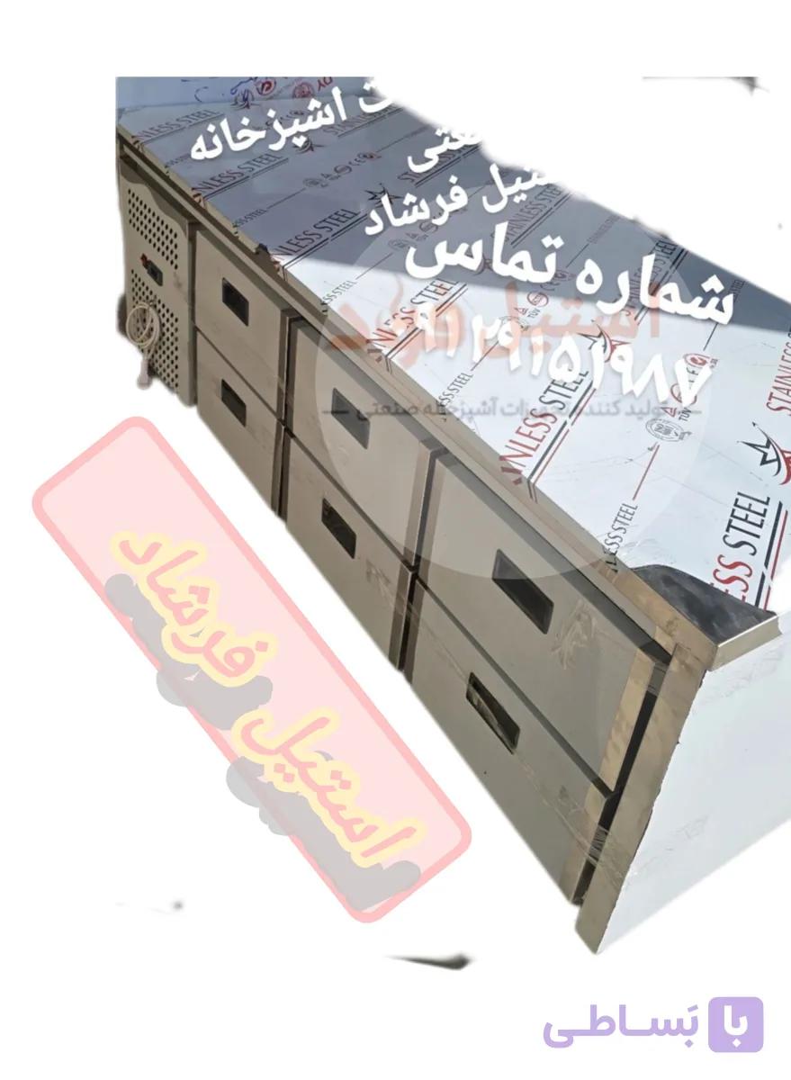 تاپینگ صنعتی 6 کشو با یخچال و فریزر | مناسب رستوران و آشپزخانه صنعتی | استیل فرشاد — تصویر 1