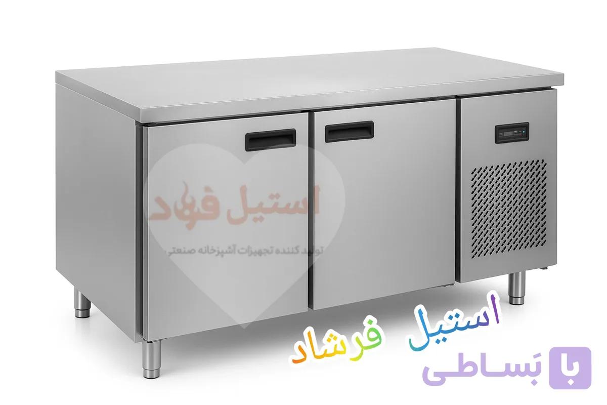 یخچال و فریزر صنعتی دو درب میزکاری | مناسب رستوران و آشپزخانه صنعتی | استیل فرشاد — تصویر 1