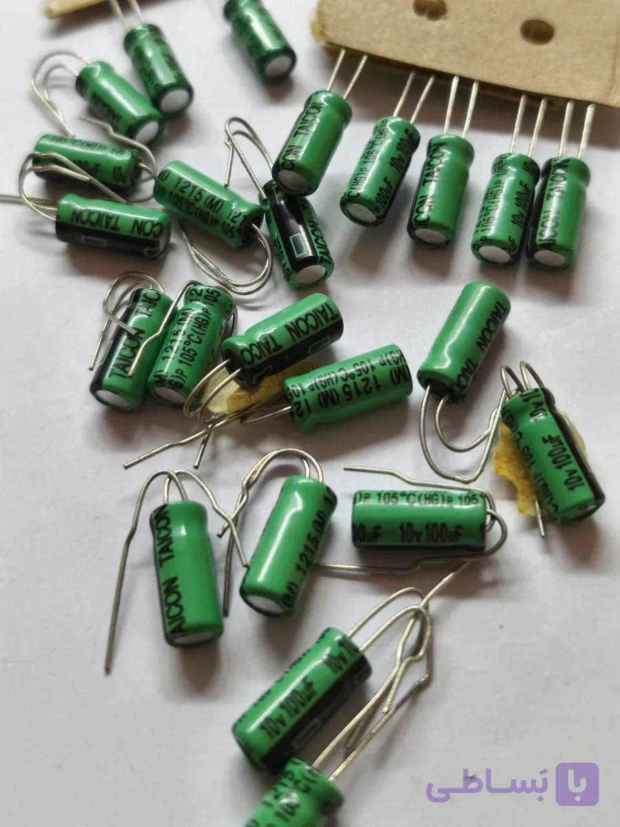 خازن الکترولیتی 100 میکروفاراد 10 ولت تایکون 100uF 10V TAICON