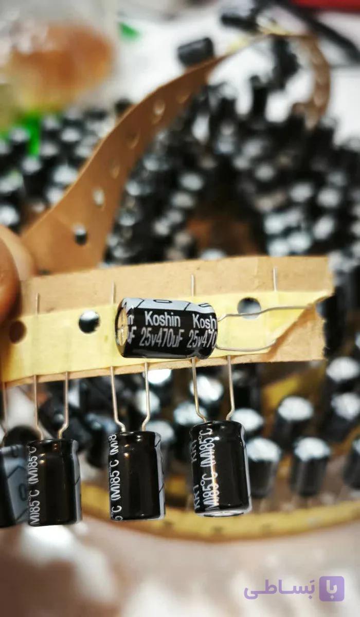 خازن الکترولیتی 470 میکروفاراد 25 ولت کوشین 470uf 25v — تصویر 1