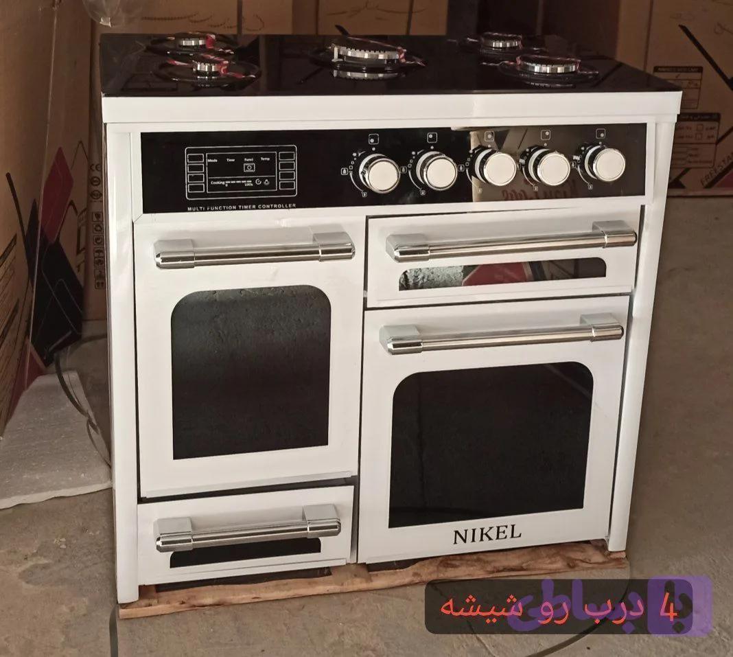 اجاق گاز طرح فر دو درب رویه شیشه