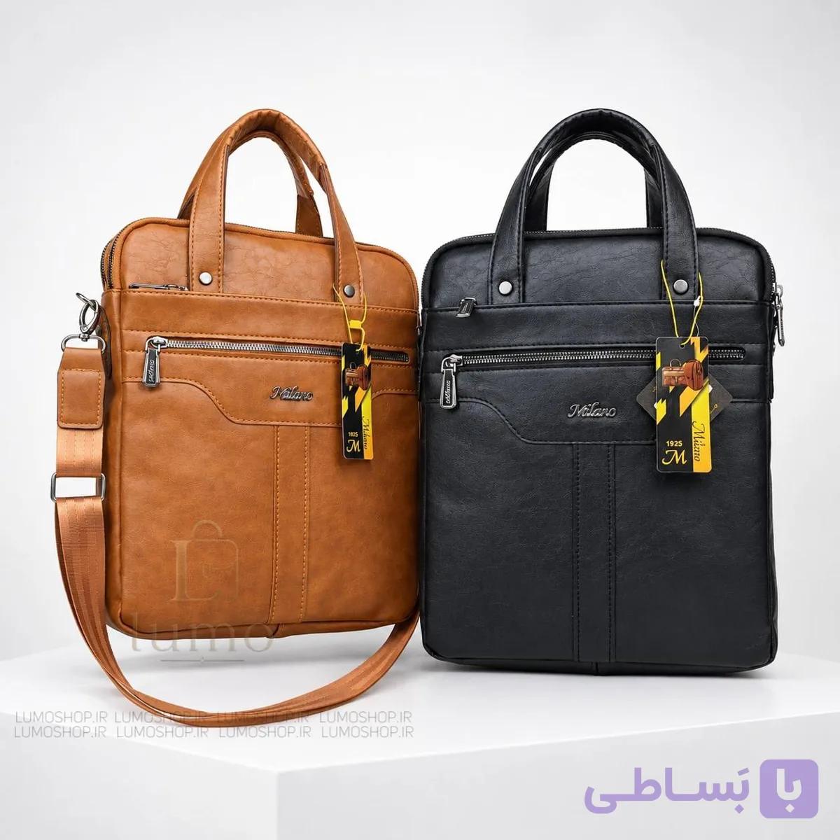 کیف نیمه اداری میلانو جلو تک زیپ | کیف چرمی شیک و بادوام | کیف لومو — تصویر 1