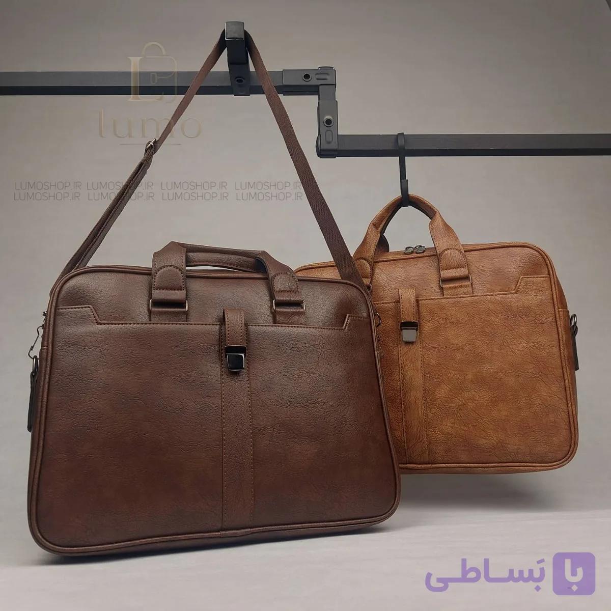 کیف اداری مردانه دو دسته قفل‌دار | چرم سوگو با جای لپ‌تاپ — تصویر 1