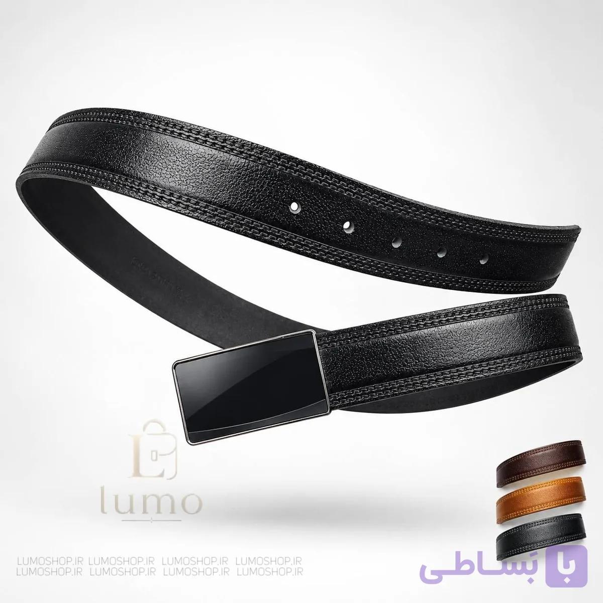 کمربند مردانه چرم طبیعی سگک کتابی | ۶ سگک قابل انتخاب | سایز ۱۲۰ تا ۱۴۰ — تصویر 1
