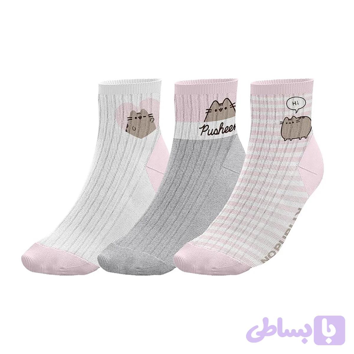 پک سه عددی جوراب دخترانه طرحی پیشی