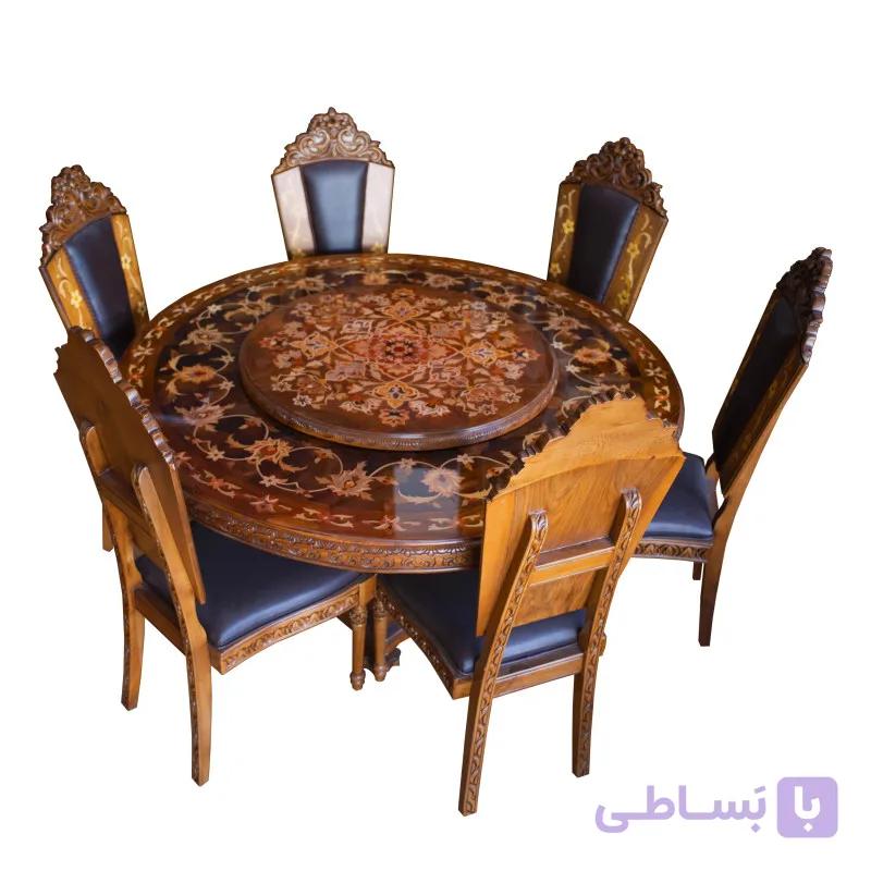 میز و صندلی ناهارخوری 6 نفره مدل گردون