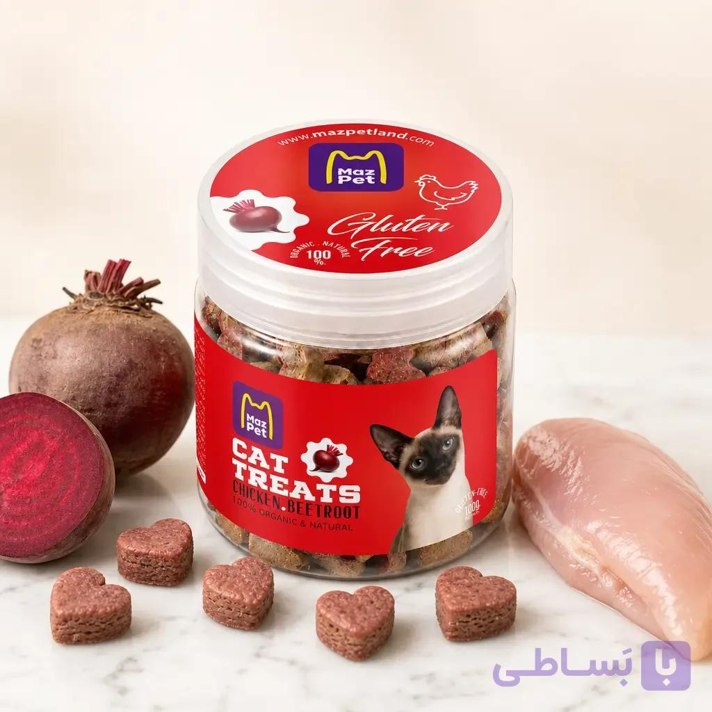 بیسکوئیت تشویقی گربه با طعم ماهی و چغندر قرمز — تصویر 1