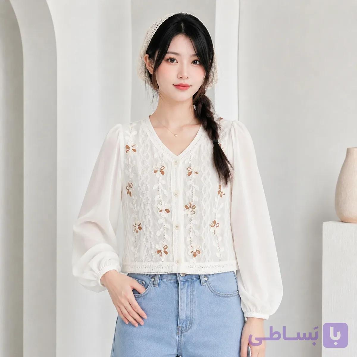 شومیز قلاب بافی وارداتی یونا کد-05 — تصویر 1