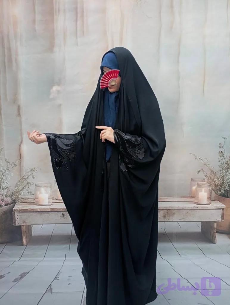 چادر عربی گلدوزی طرح لاله