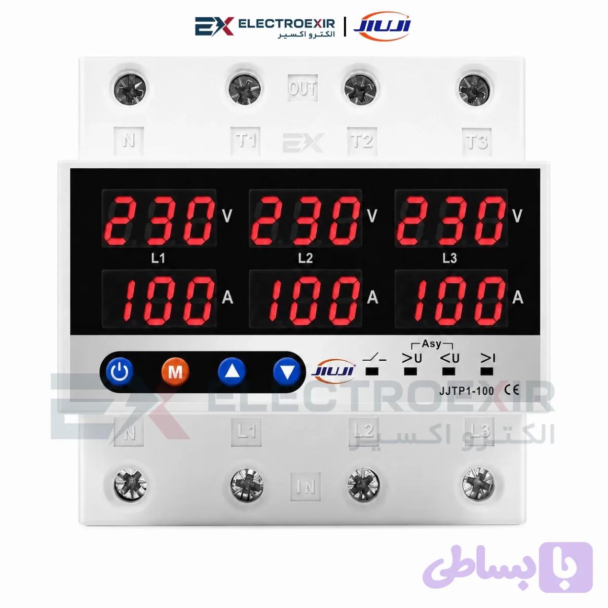 محافظ ولتاژ و جریان سه‌فاز ۱۰۰ آمپر جیوجی مدل JJTP1-100VAS
