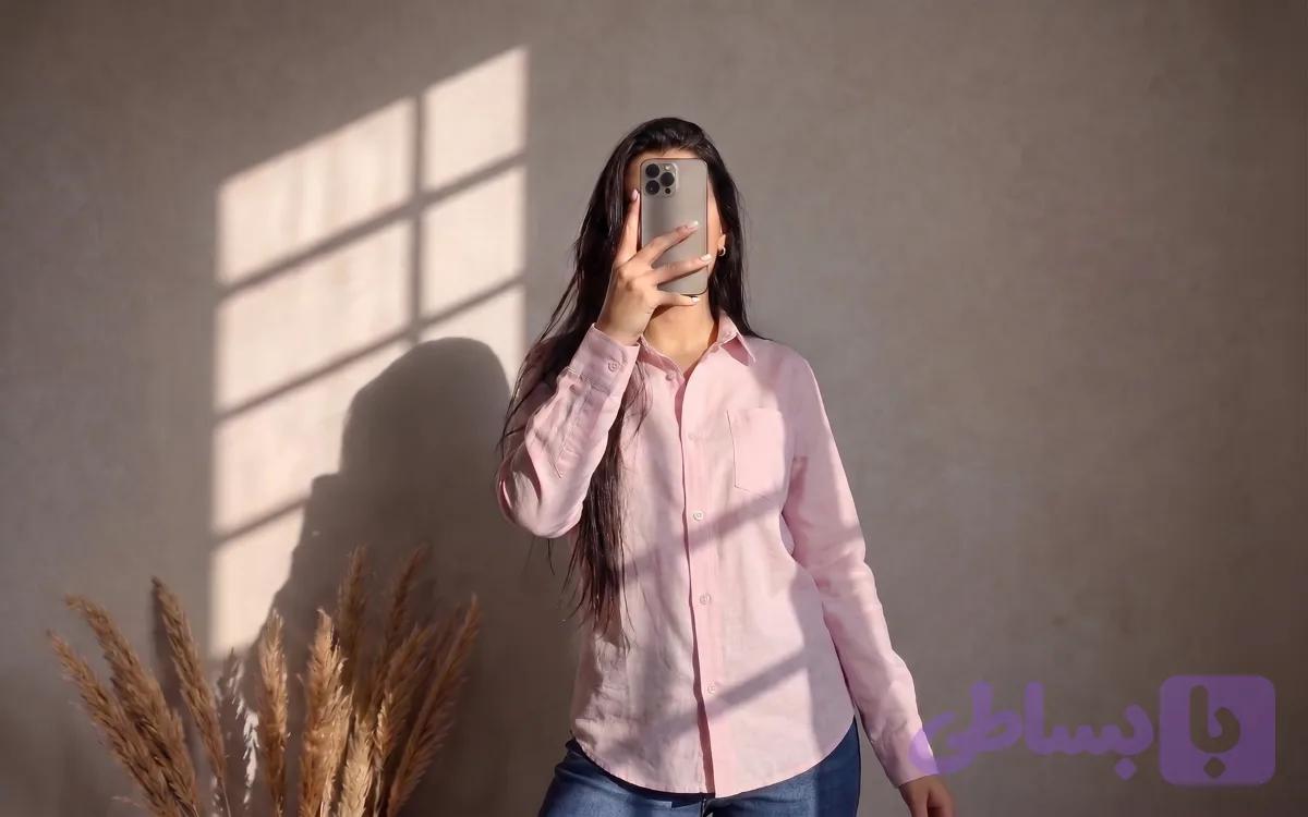 شومیز بسیک پارچه لینن اسلپ کد ۰۱۶