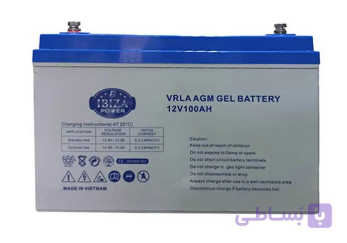 باتری خورشیدی (ژل دیپ سایکل)100 آمپر 12 ولت برندIBIZA مدل VRLA GEL — تصویر 1
