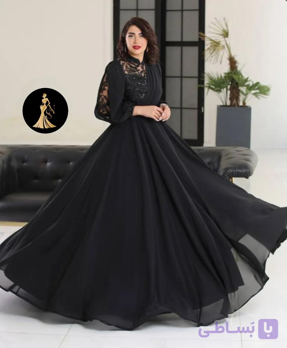 پیراهن مجلسی زنانه کرپ حریر و خرج کار مدل (گلرخ)