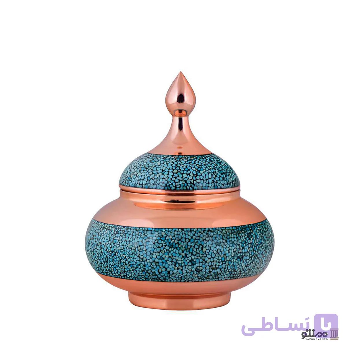 قندان فیروزه کوبی آقا جانی سایز کوچک ارتفاع ۱2 — تصویر 1