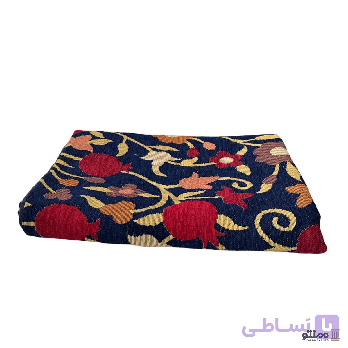 روفرشی دو رو مخمل طرح انار رنگ سرمه‌ ای — تصویر 1