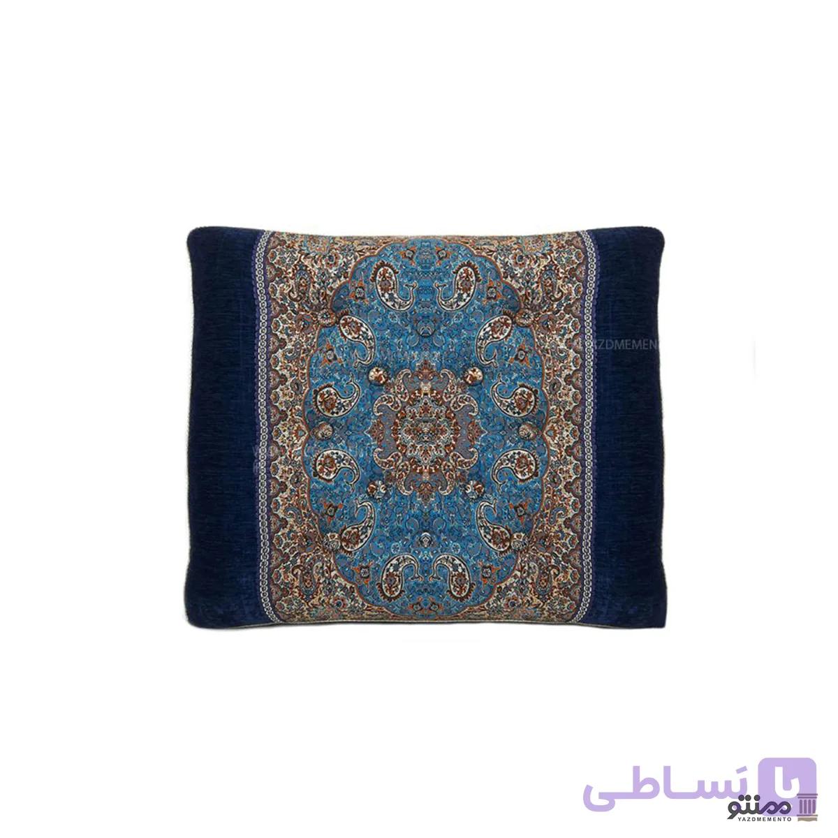پشتی سنتی ترمه نسترن کنار مخمل – بسته 2 عددی سبز آبی