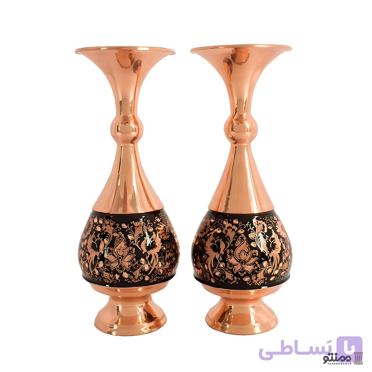 گلدان مس تراش ارتفاع 25 بسته 2 عددی — تصویر 1