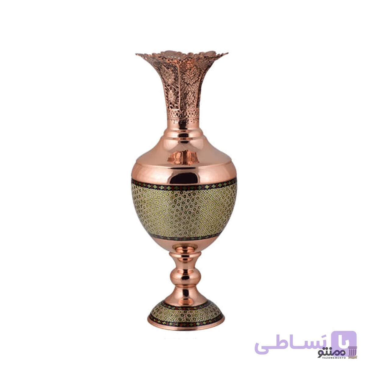گلدان سنبلدان مس و خاتم ممتاز آقاجانی شماره 3 — تصویر 1