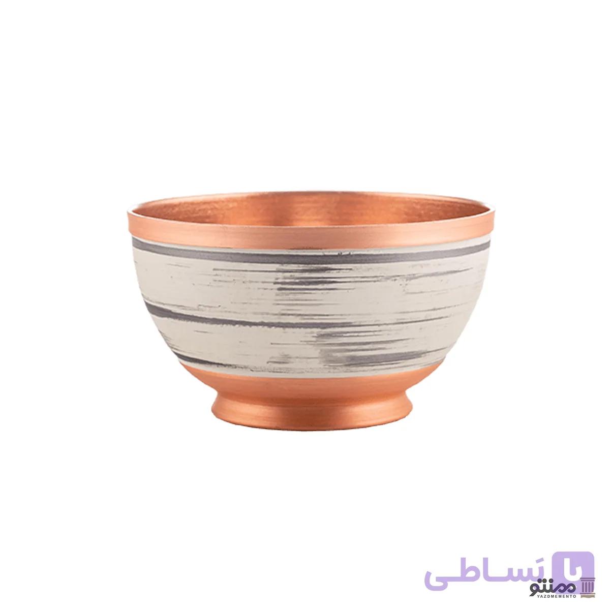 کاسه رنگی پایه دار مسی رنگ سفید نقره ای — تصویر 1