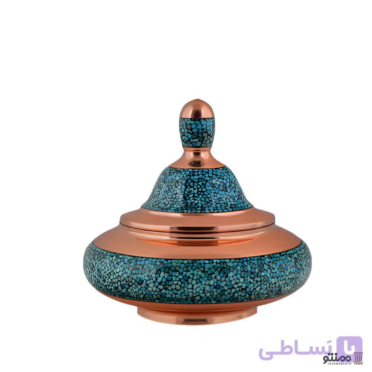 قندان فیروزه کوبی آقا جانی مدل سلجوقی بزرگ سایز 22 — تصویر 1