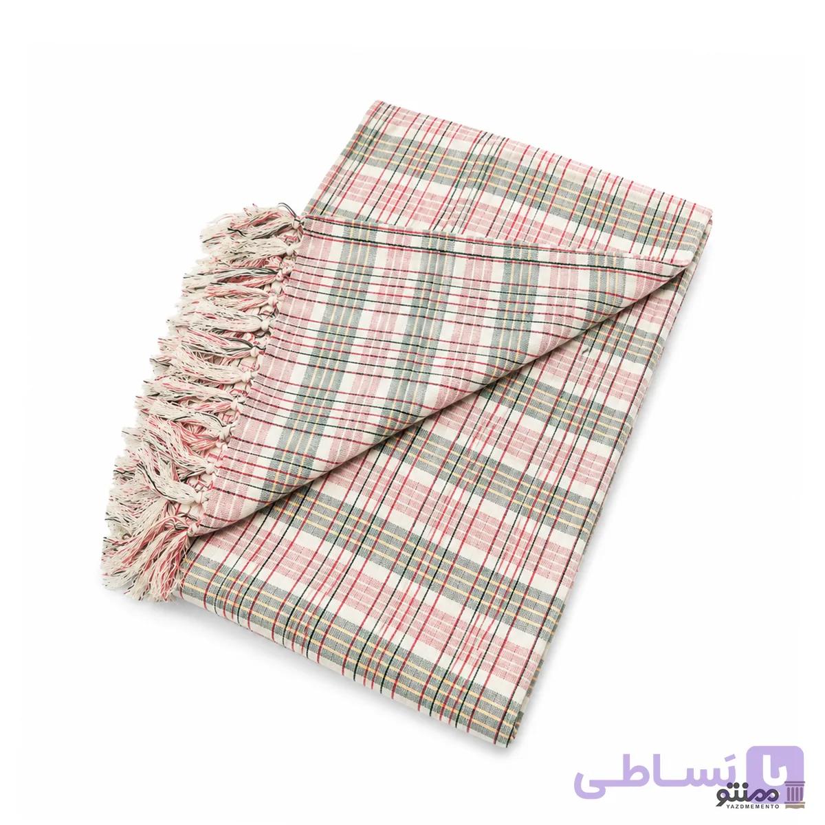 سفره نان پنبه ای ریشه دار قرمز سایز 98*98 سانتی متر — تصویر 1