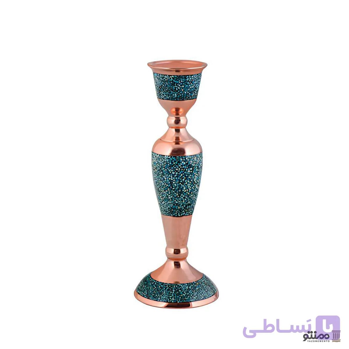 شمعدان فیروزه کوبی آقاجانی سایز بزرگ ارتفاع 25 — تصویر 1