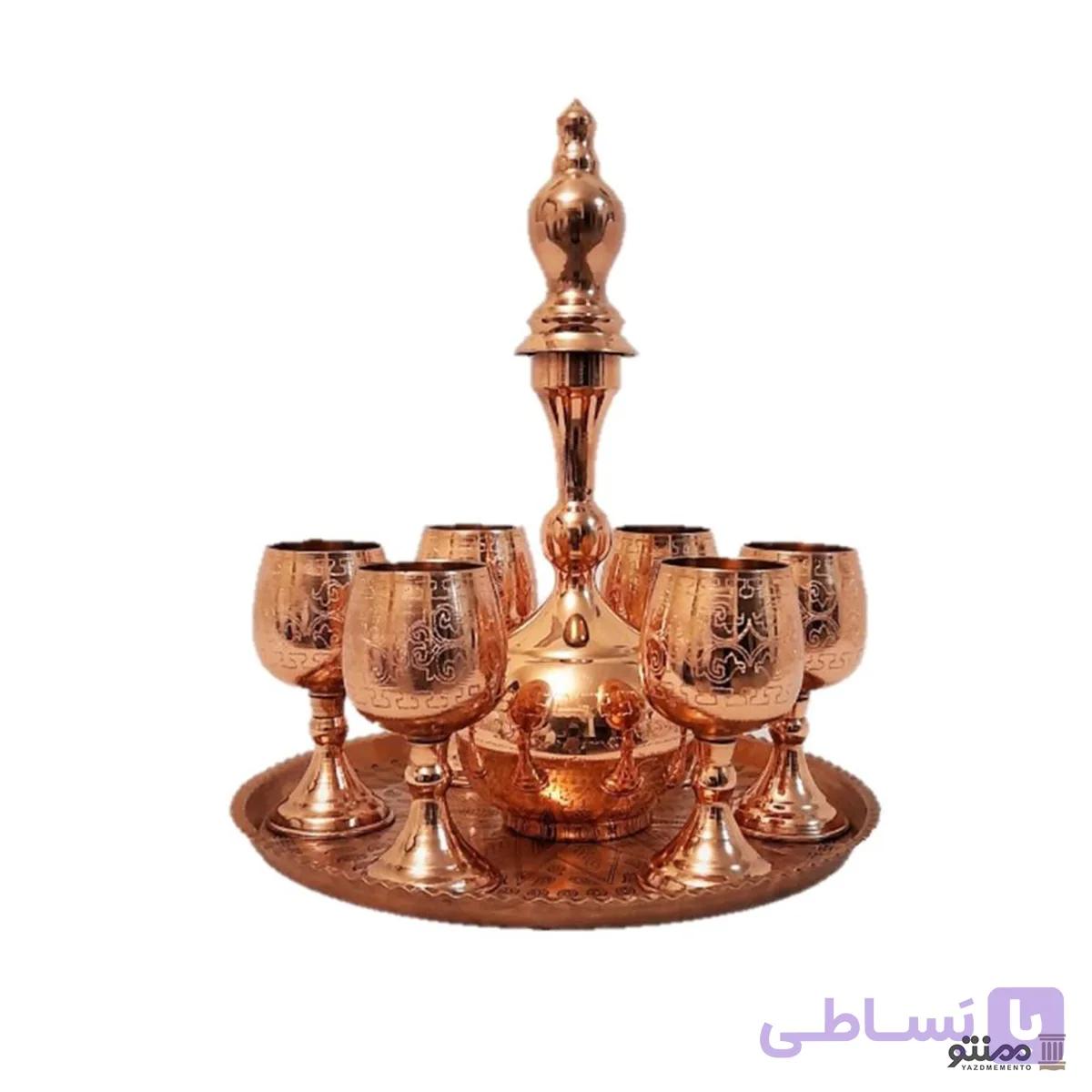 ست 8 عددی سینی، تنگ و جام مسی کد 24 — تصویر 1