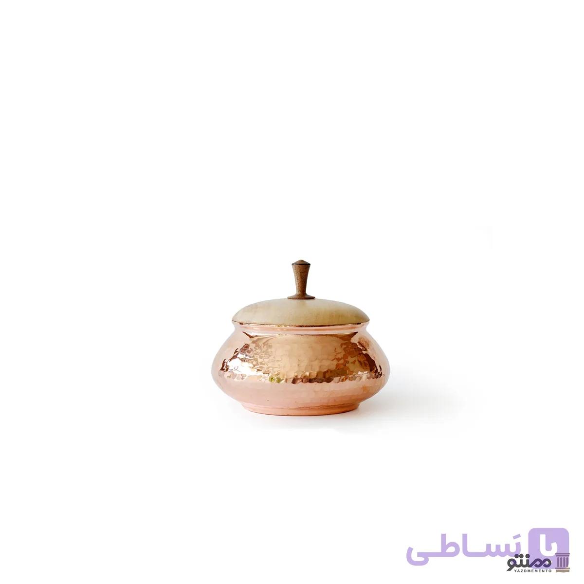 قندان مسی ساده مدل درپوش چوبی — تصویر 1