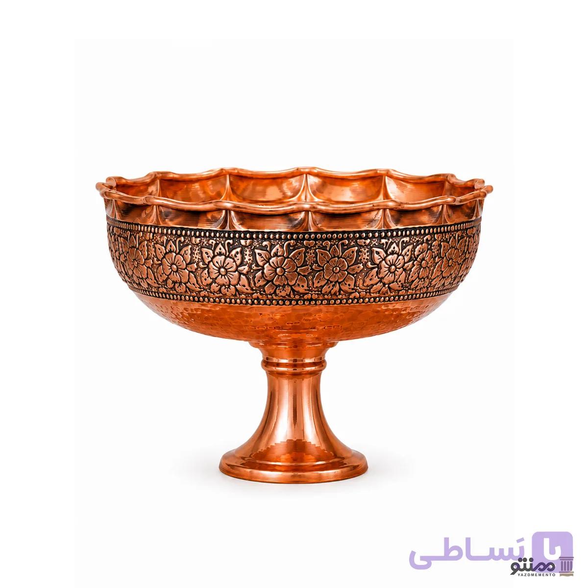شکلات خوری پایه دار مسی طرح گلستان نانو شده 13*17 — تصویر 1