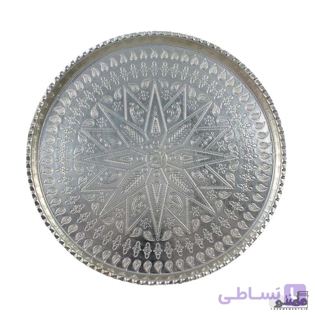 سینی مسی گرد نقره ای سایز 4 دهنه 22 — تصویر 1