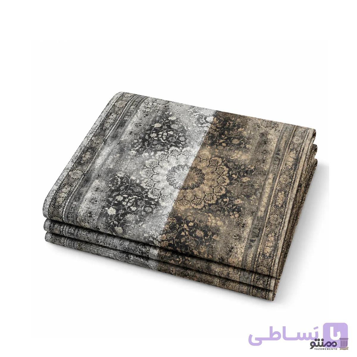 روفرشی مخمل زرتاب طرح آرمین رنگ کرم — تصویر 1