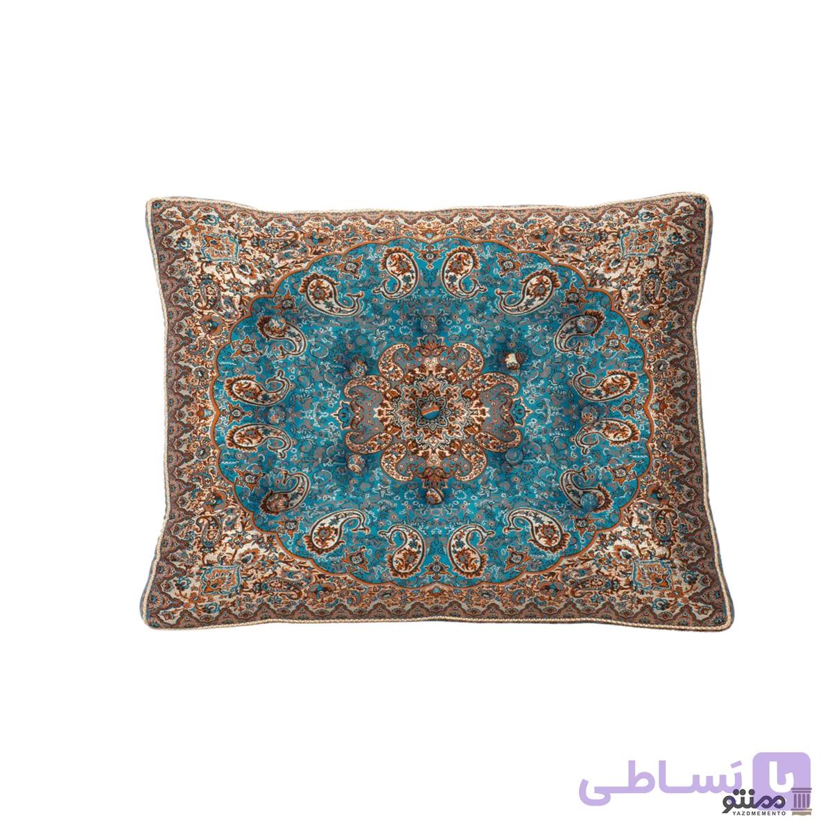 پشتی سنتی ترمه نسترن – بسته 2 عددی آبی — تصویر 1