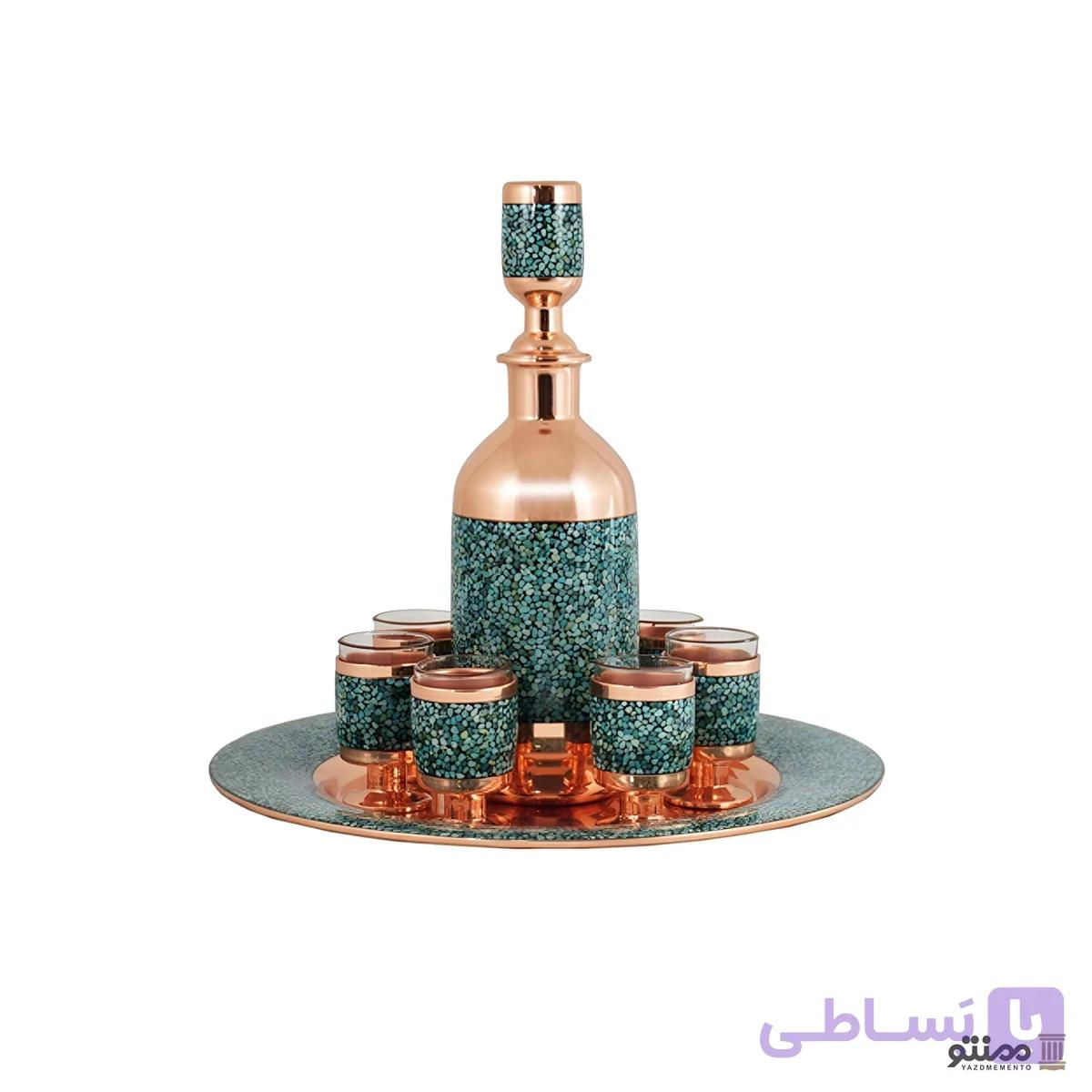 سرویس شربت خوری ۸ پارچه فیروزه کوبی آقاجانی مینیاتوری — تصویر 1