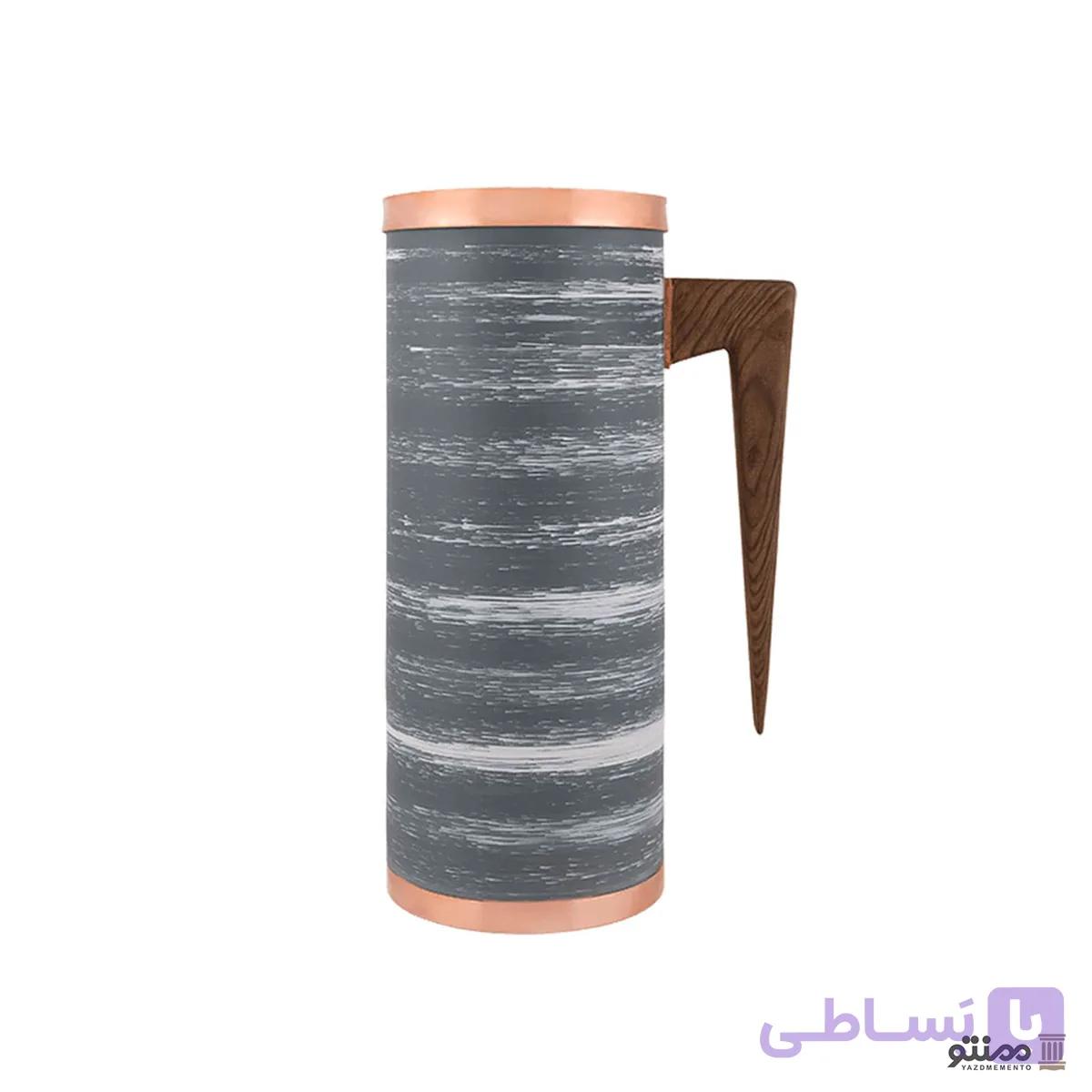 پارچ رنگی مسی مدل استوانه خطی طوسی سفید — تصویر 1