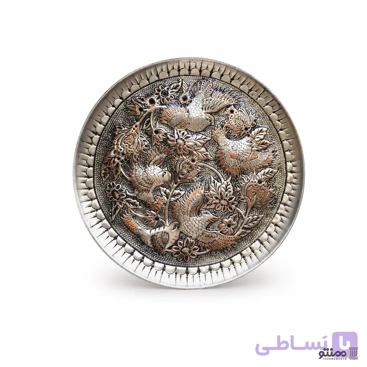 بشقاب قلمزنی طرح پنج گنجشک دهنه 35