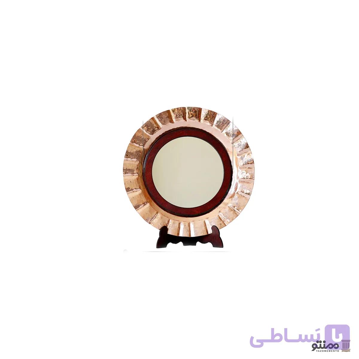 آینه مسی دور چوبی — تصویر 1