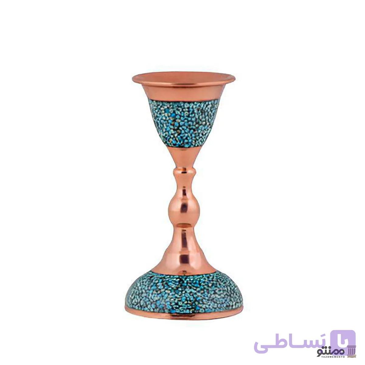 شمعدان فیروزه کوبی آقاجانی سایز متوسط ارتفاع ۱5 — تصویر 1