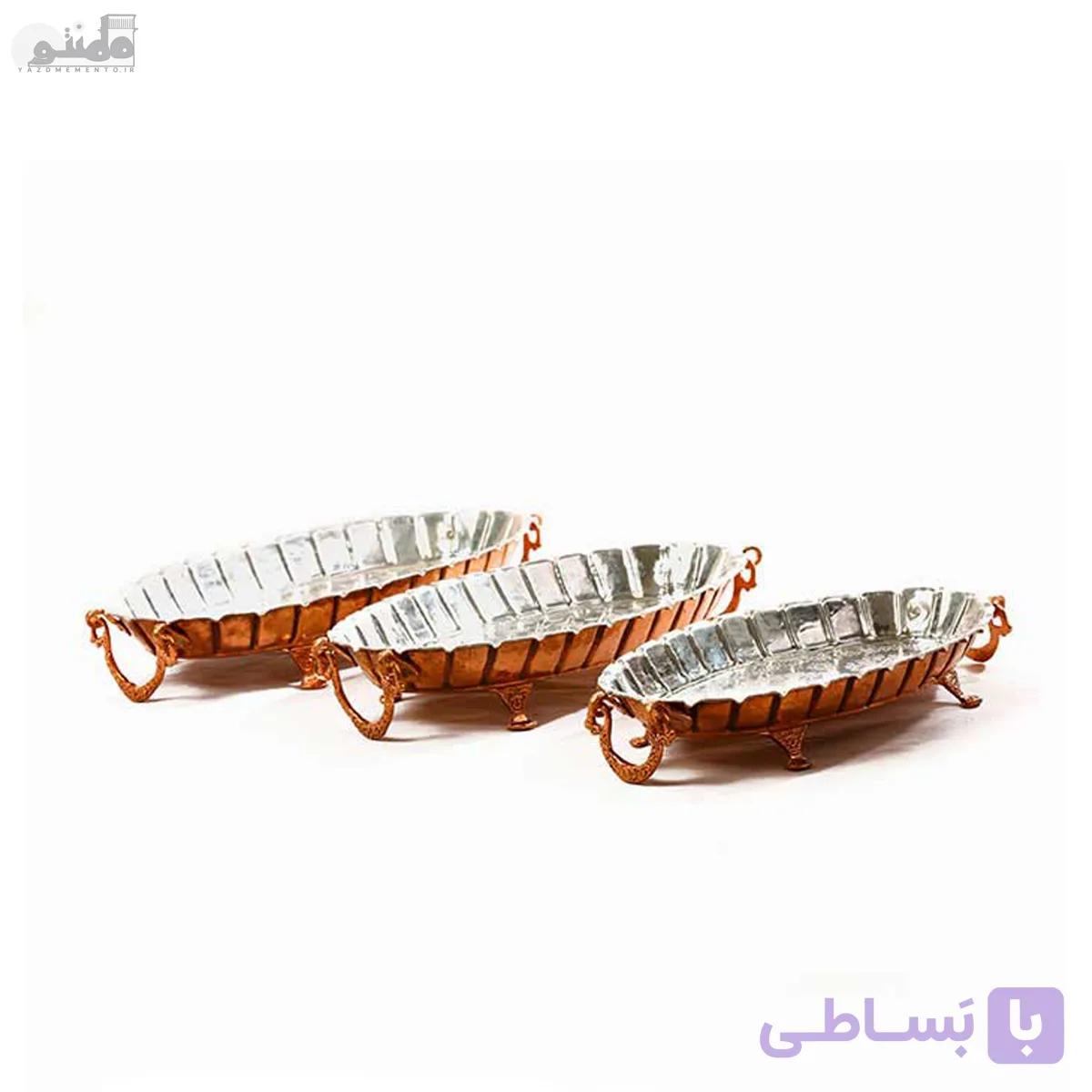 سینی بیضی مسی دیواره بلند — تصویر 1