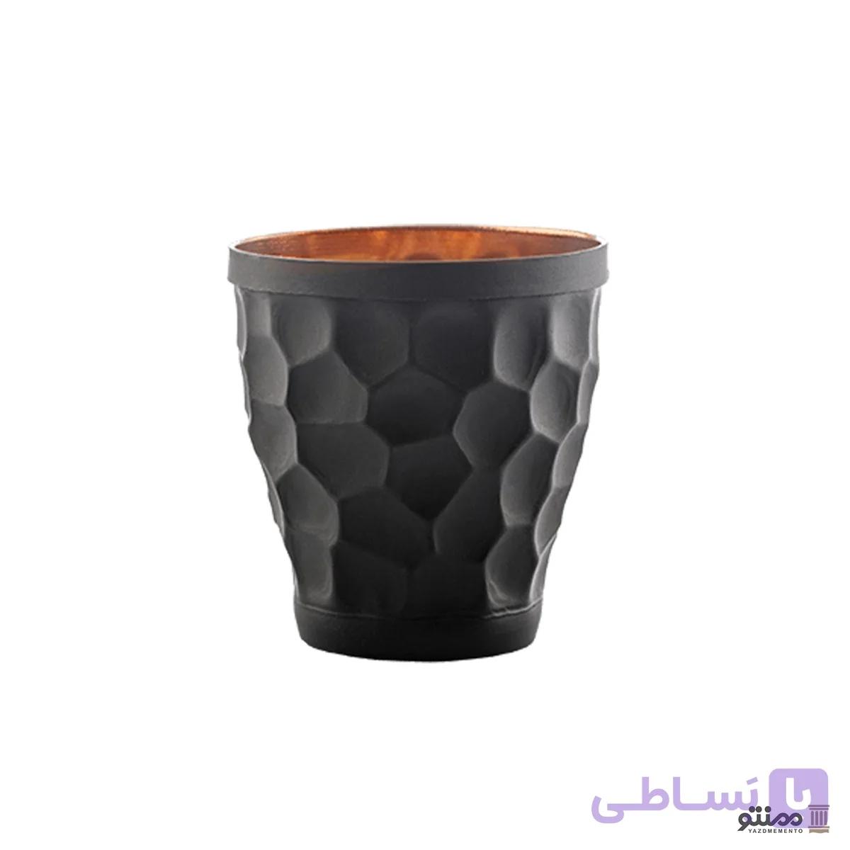 لیوان مسی مدل خمره ای مدرن 2 عددی مشکی طلایی — تصویر 1