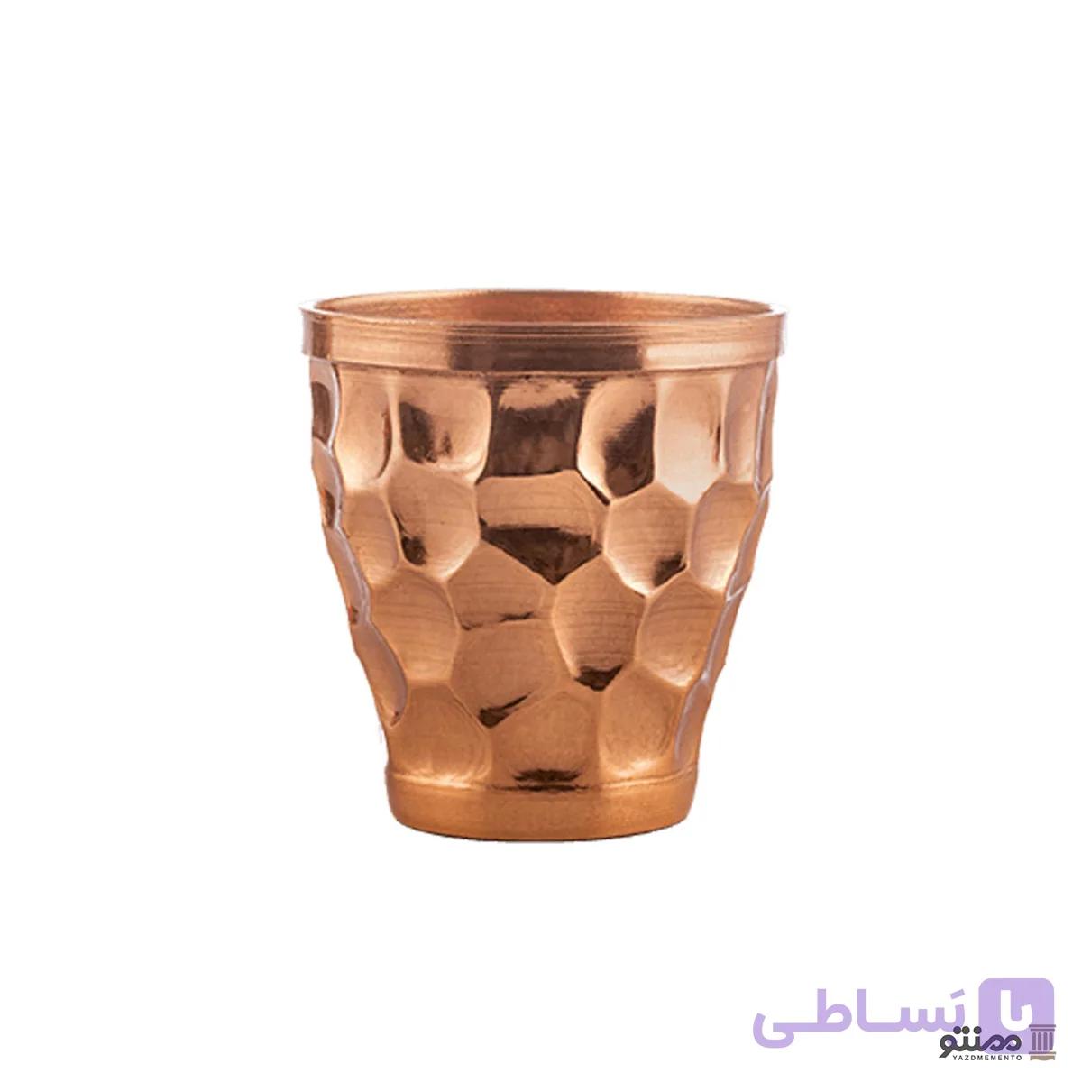 لیوان مسی مدل خمره ای چکشی مدرن 2 عددی — تصویر 1
