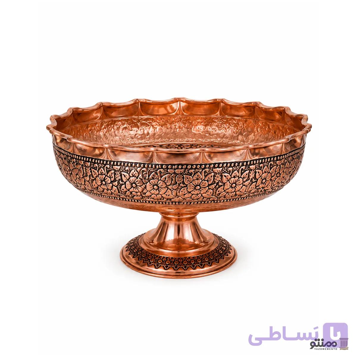 شیرینی خوری پایه دار مسی طرح گلستان نانو شده 11*24 — تصویر 1