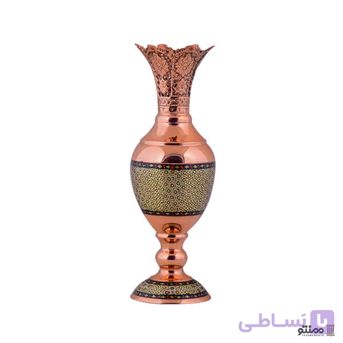 گلدان سنبلدان مس و خاتم ممتاز آقاجانی شماره 2 — تصویر 1