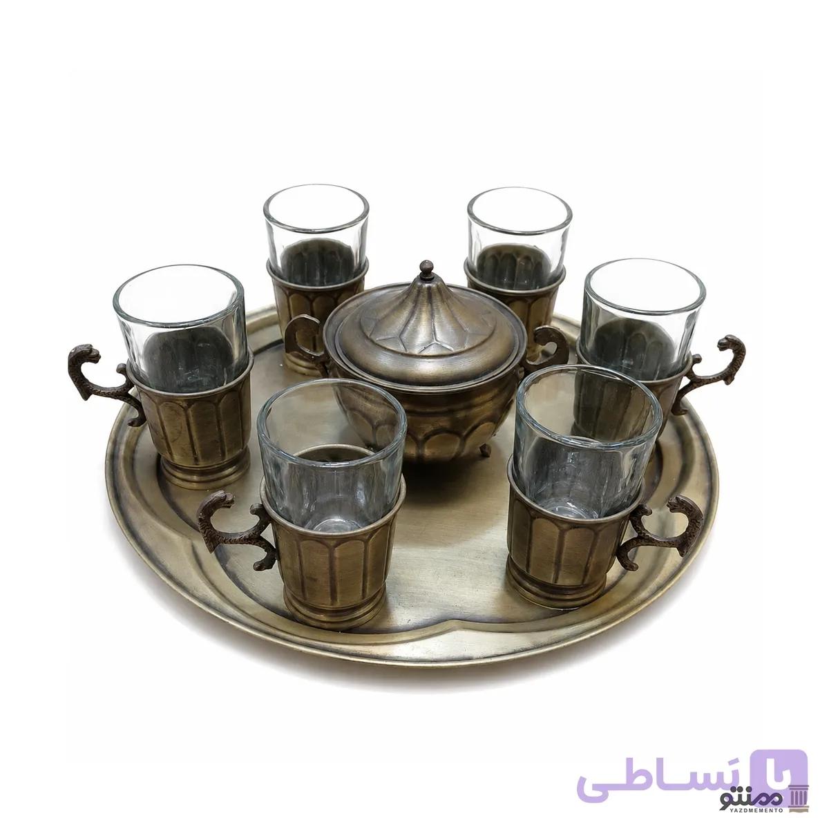 سرویس ست چای خوری برنجی شش نفره — تصویر 1