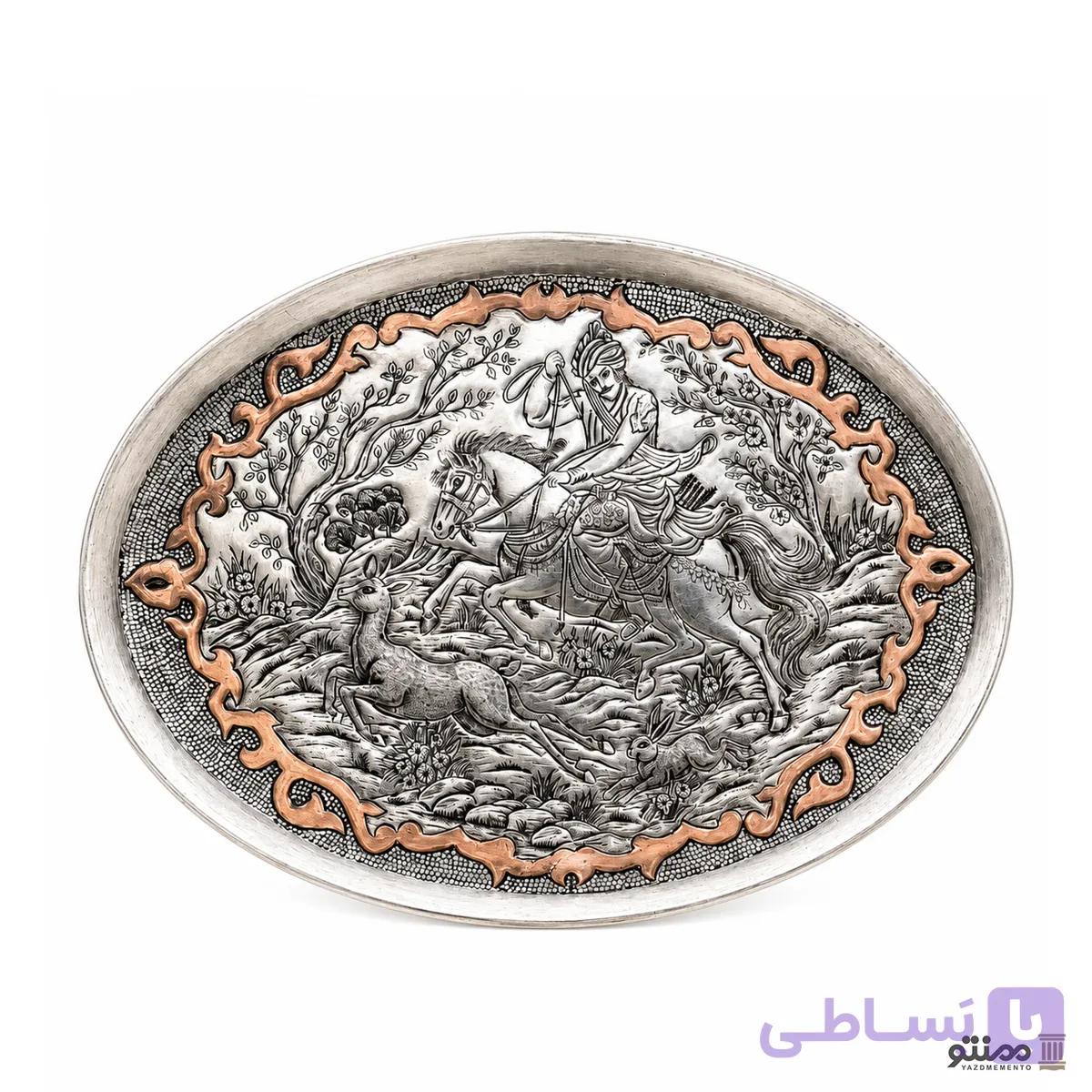 سینی مسی قلمزنی بیضی طرح کمان 60*45