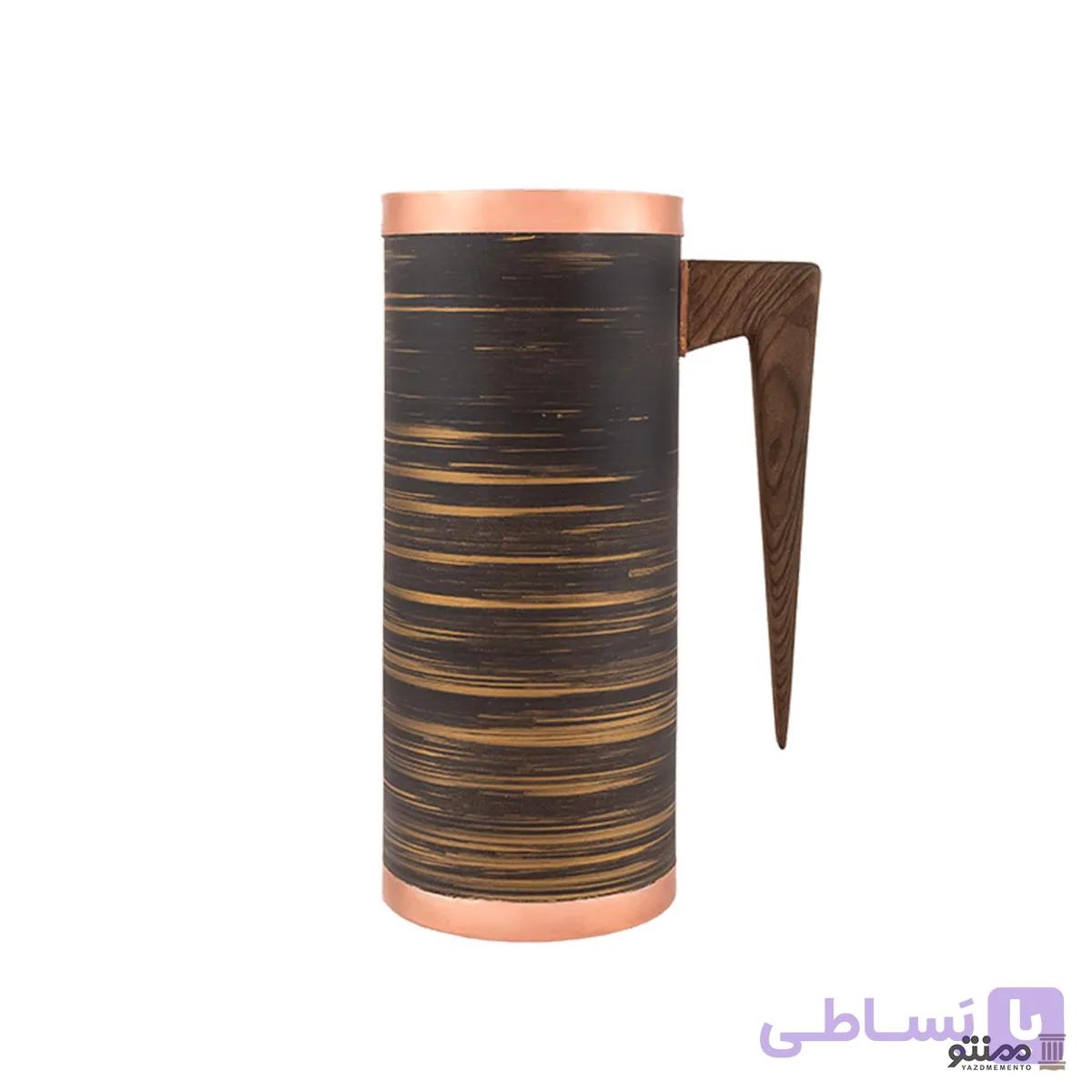 پارچ رنگی مسی مدل استوانه خطی مشکی طلایی — تصویر 1