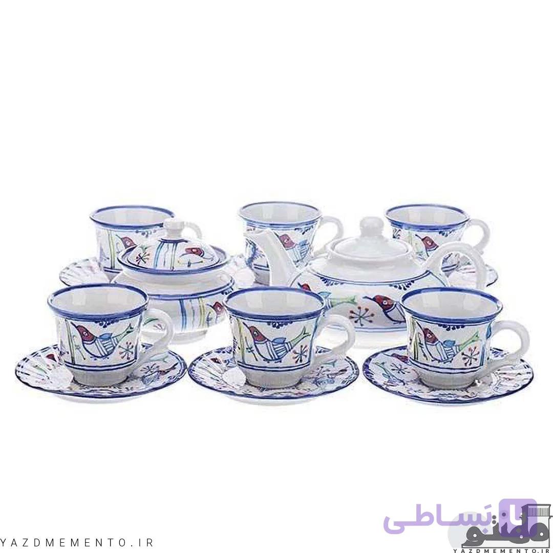 سرویس چای خوری 16 پارچه چینی مدل مرغ رنگی — تصویر 1
