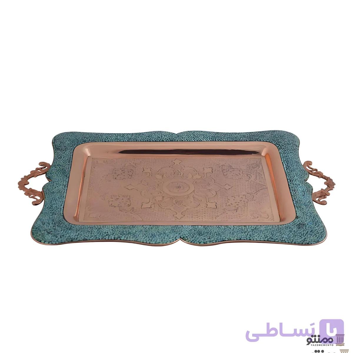 سینی چای خوری فیروزه کوبی آقاجانی سایز متوسط — تصویر 1