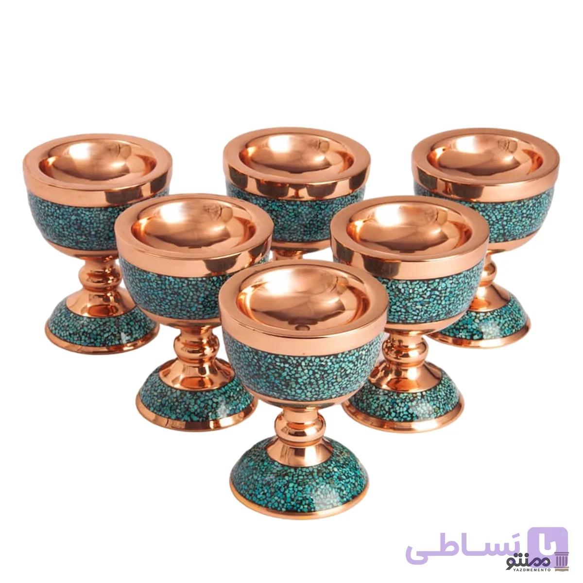 ست 6 تکه سنگاب 20 فیروزه کوبی آقاجانی ارتفاع 18 — تصویر 1