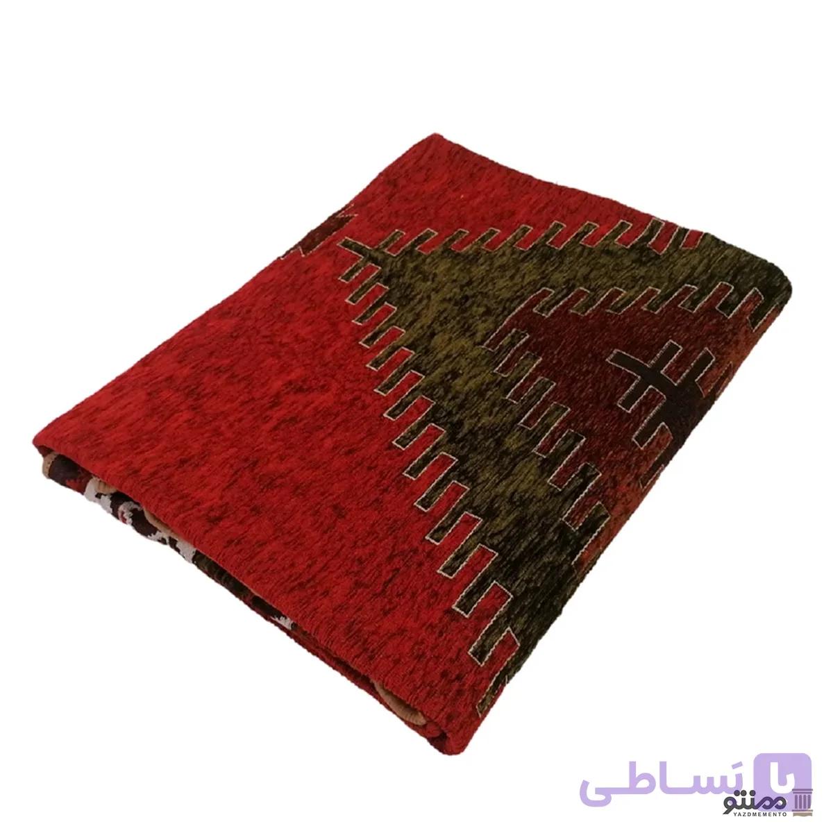 روفرشی مخمل دو شانل طرح گبه رنگ قرمز — تصویر 1