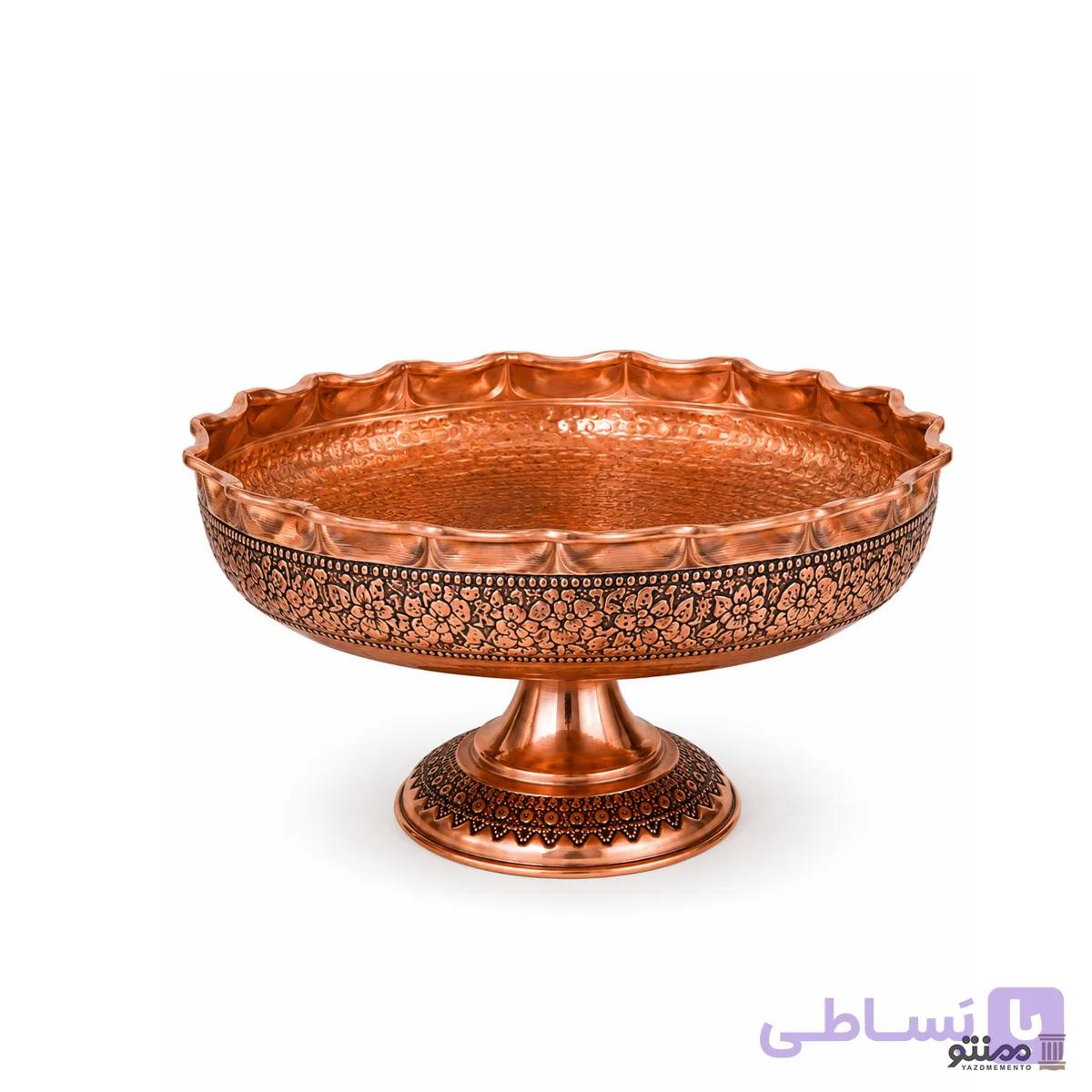 میوه خوری پایه دار مسی طرح گلستان نانو شده 16*28 — تصویر 1